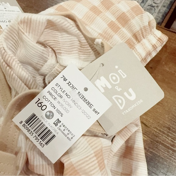 Moi & Du TTASOMKIDS Gingham Brown Checker Toast Pajama PJ Set Size 11/12 NWT - Picture 5 of 6
